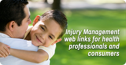 Injury Management web links for health professionals and consumers